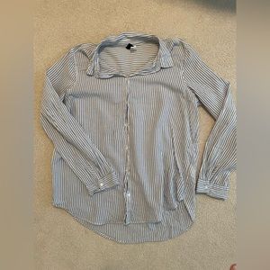Blue and White Striped Button-Down Shirt